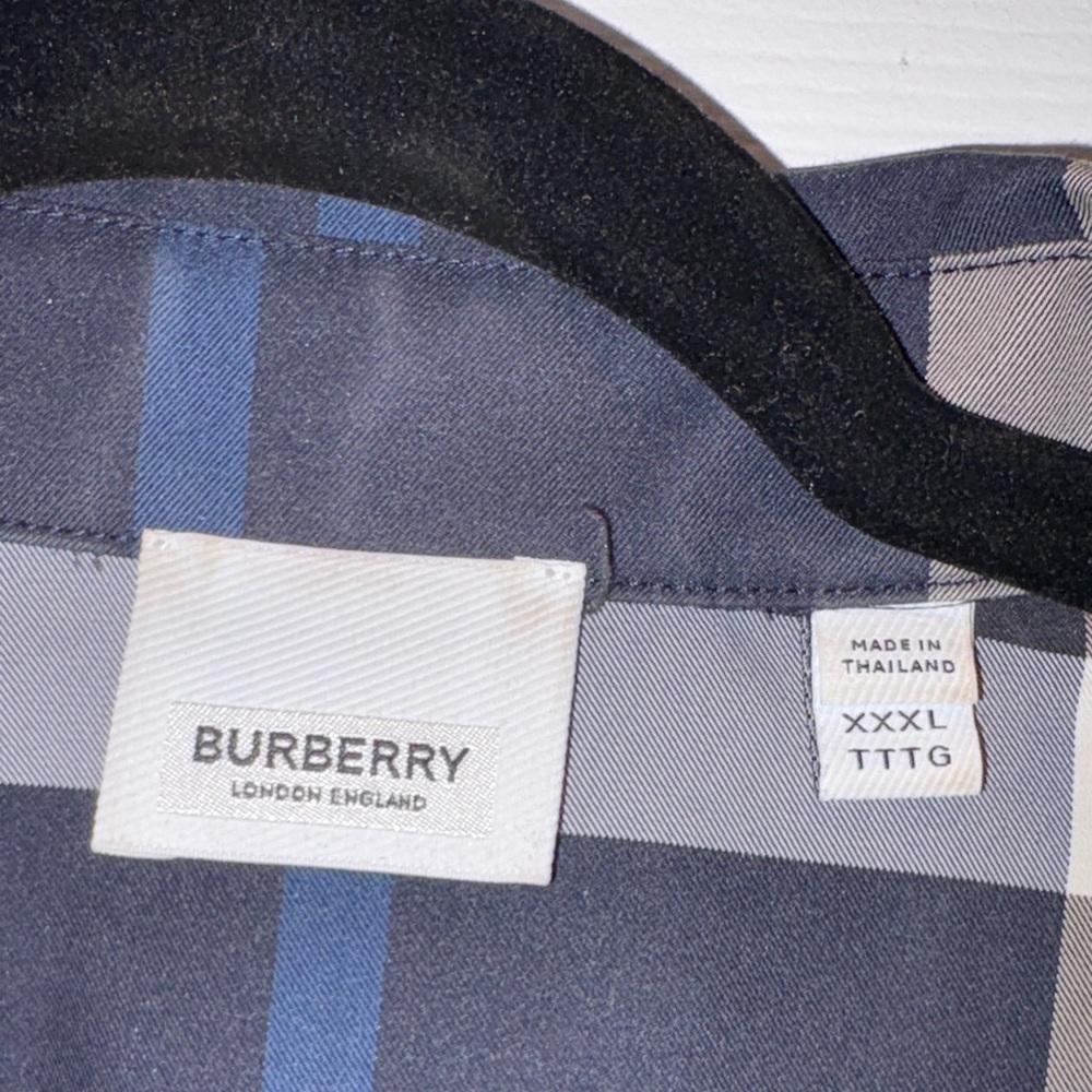 Burberry Men's Short-Sleeve Plaid Button-Up Shirt - Black & White - Picture 2 of 8